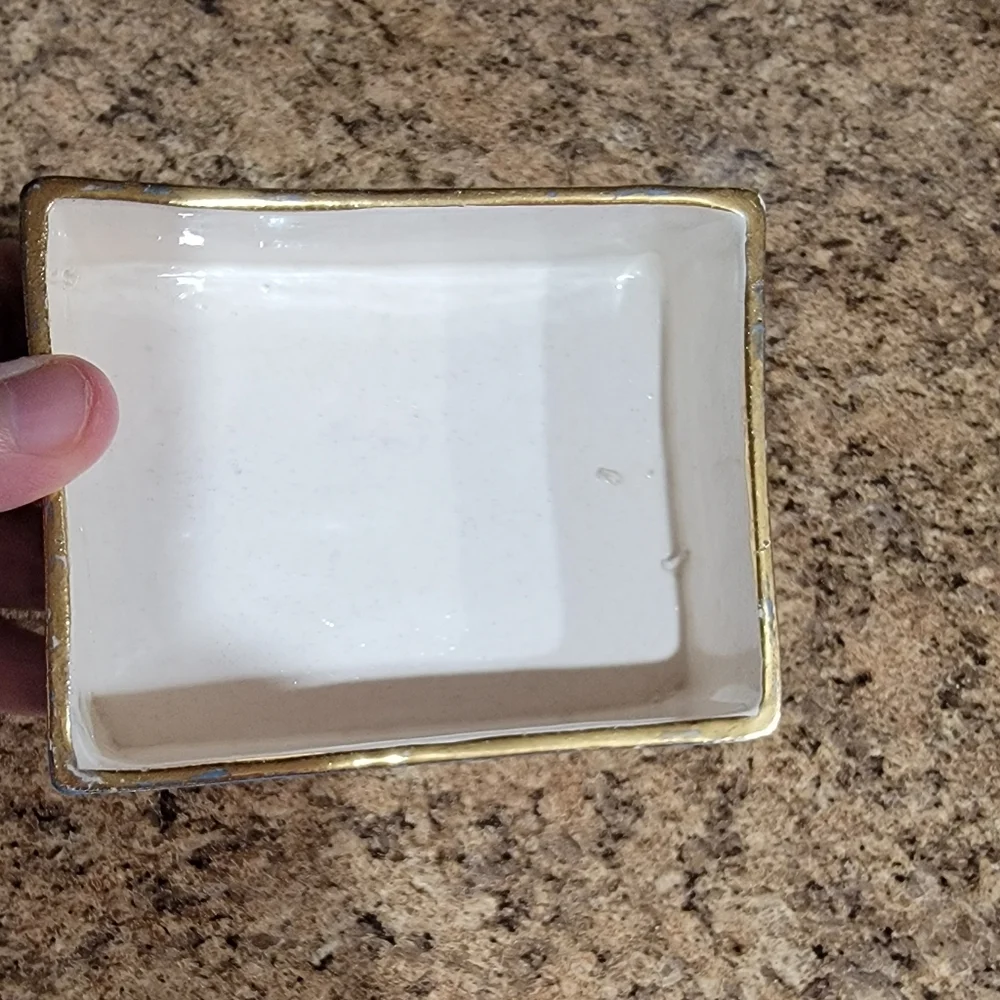 Italy Floral Porcelain Trinket Vintage Jewelry Box